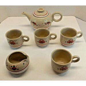 Epoch by Noritake Tea Set Holiday Joy 8200 Christmas Teapot 4 Cups & Creamer GUC